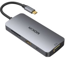 Mokin 8in1 USB-C Adapter to 3x USB 3.0 + HDMI + USB-C + VGA + SD Card Reader + Micro SD Card Reader (silver) MOUC0503