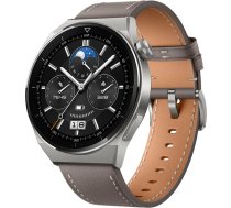 Huawei WATCH | GT 3 Pro | Smart watch | GPS (satellite) | AMOLED | Touchscreen | Activity monitoring 24/7 | Waterproof | Bluetooth | Titanium Case with Gray Leather Strap, Odin-B19V 55028467