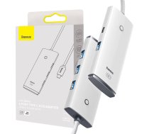 Baseus Lite Series Hub 4in1 USB-C to 4x USB 3.0 + USB-C, 25cm (White) WKQX030302
