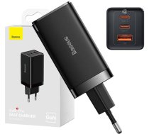 Baseus Travel Charger GaN5 Pro Fast wall charger, C+C+U, QC, AFC, PD 65W with Type-C to Type-C (100W) 1m, Black EU (CCGP120201)