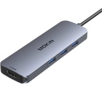 Mokin Adapter Hub 8in1 USB-C to 2x 4K 60Hz HDMI + USB-C + USB 3.0 + SD + Micro SD (silver) MOUC0409