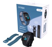 Fitbit Smart watch (EU Bundle) Versa 4 NFC, GPS (satellite), AMOLED, Touchscreen, Heart rate monitor, Activity monitoring 24/7, Waterproof, Bluetooth, Wi-Fi, Black/Sapphire     FB523BKBK-EUBNDL