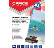 Office Products FOLIA DO LAMINOWANIA OFFICE PRODUCTS, A4, 2X100MIKR., BŁYSZCZĄCA, 100SZT., TRANSPARENTNA 20325425-90