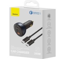 Baseus Car Charger Fast charger U+C+C, PD 3.0, QC 5.0, PPS, (with C+C cable 100W (20V/1.5A) 1m) 160W, Black (TZCCZM-0G)
