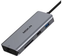Mokin 9in1 Laptop Docking Station USB C to 2x USB 3.0 + USB 2.0 + 2x HDMI + SD/TF + RJ45 + PD (silver) MOUC0305