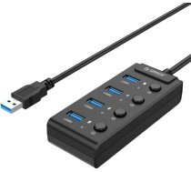 Orico USB 3.0. Hub with switches, 4x USB (black) W9PH4-U3-V1-BK-BP