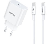 Vipfan Wall charger Vipfan E04, USB-C, 20W, QC 3.0 + USB-C cable (white) E04 CC