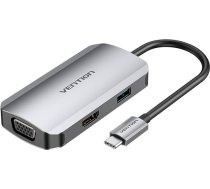 Vention USB-C Docking Station to HDMI, VGA, USB 3.0, PD 0.15m Vention TOAHB, gray