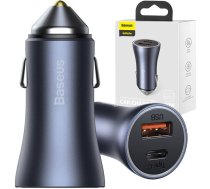Baseus Car Charger Golden Contactor Pro Dual Quick Charger U+C Power Delivery 3.0 Quick Charge 4, SCP FCP AFC 40W Dark Gray (CCJD-0G)