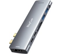 Raycue Hub 7w2 RayCue USB-C to 2x USB-A 3.0 5Gbps + SD/TF 3.0 + USB-C+ HDMI 4K30Hz (gray) XL-RC2701