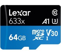 Lexar 633X MICROSDHC/SDXC NO ADAPTER (V30) R95/W45 64GB 07641FOC