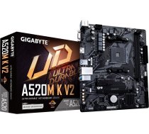 Gigabyte A520M K V2 Motherboard - Supports AMD Ryzen 5000 Series AM4 CPUs, up to 5100MHz DDR4 (OC), PCIe Gen3 x4 M.2, GbE LAN, USB 3.2 Gen 1