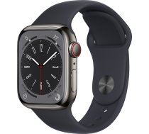 Apple Smartwatch Apple Watch 8 GPS + Cellular 41mm Midnight Stainless Steel Sport Granatowy  (MNJJ3UL/A)