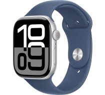 Apple Watch Series 10 GPS 46 mm Silver Aluminium Case with Denim Sport Band - S/M MWWL3ET/A