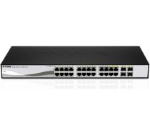 D-Link DGS-1210-20, Gigabit Smart Switch with 16 10/100/1000Base-T ports and 4 Gigabit MiniGBIC (SFP) ports, 802.3x Flow Control, 802.3ad Link Aggregation, 802.1Q VLAN, 802.1p Priority     Queues, Port mirroring,, Jumbo Frame support, 802.1D STP, ACL, LLD