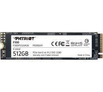 Patriot SSD|PATRIOT|P300|512GB|M.2|PCIE|NVMe|3D NAND|Write speed 1200 MBytes/sec|Read speed 1700 MBytes/sec|3.8mm|TBW 240 TB|P300P512GM28