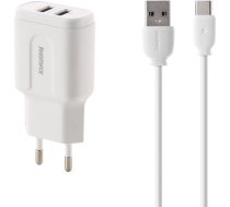 Remax Wall charger Remax, RP-U22, 2x USB, 2.4A (white) + USB-C cable RP-U22 C WHITE