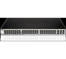 D-Link DGS-1210-52, Gigabit Smart Switch with 48 10/100/1000Base-T ports and 4 Gigabit MiniGBIC (SFP) ports, 802.3x Flow Control, 802.3ad Link Aggregation, 802.1Q VLAN, 802.1p Priority Queues, Port mirroring, Jumbo Frame support, 802.1D STP, ACL, LLDP, Ca DGS-1210-52/E