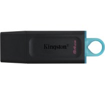 Kingston DataTraveler Exodia USB Flash Drive 64 GB, USB 3.2 Gen 1, Black/Blue, Protective Cap, Large loop DTX/64GB