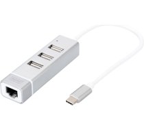 Digitus | USB Type-C 3-Port Hub + Fast Ethernet LAN Adapter | DA-70253