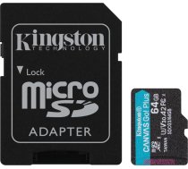 Kingston | microSD | Canvas Go! Plus | 64 GB | MicroSD | Flash memory class 10 | SD Adapter SDCG3/64GB