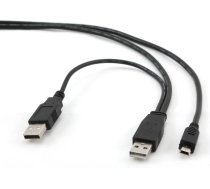 Gembird CABLE USB2 DUAL AM-MINI 0.9M/BLACK CCP-USB22-AM5P-3 GEMBIRD