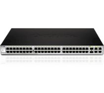 D-Link DGS-1210-52, Gigabit Smart Switch with 48 10/100/1000Base-T ports and 4 Gigabit MiniGBIC (SFP) ports, 802.3x Flow Control, 802.3ad Link Aggregation, 802.1Q VLAN, 802.1p Priority     Queues, Port mirroring, Jumbo Frame support, 802.1D STP, ACL, LLDP