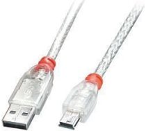 Lindy CABLE USB2 A TO MINI-B 0.2M/TRANSPARENT 41780 LINDY
