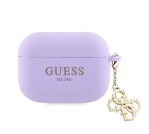 Guess Apple Airpods Pro 2 Case Silicone Classic Logo Gold With 4G Charm Purple GUAP2LECG4U