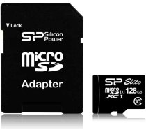 Silicon Power atmiņas karte microSDXC 128GB Elite UHS-I Class 10 + adapteris SP128GBSTXBU1V10SP