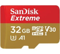 Sandisk atmiņas karte microSDHC 32GB Extreme V30 A1 + adapteris SDSQXAF-032G-GN6MA