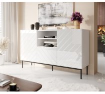 Cama Meble ABETO chest of drawers on black steel frame 150x42x90 white/gloss white ABETO KOM+ST BI