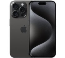 Apple | iPhone 15 Pro | Black Titanium | 6.1 " | Super Retina XDR display with ProMotion | Apple | A17 Pro | Internal RAM 8 GB | 128 GB | Dual SIM | Nano-SIM and eSIM | 3G | 4G | 5G | Main     camera 48+12+12 MP | Secondary camera 12 MP | iOS | 17 MTUV3PX