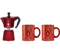 Bialetti Coffee maker BIALETTI DECO GLAMOUR Moka Express 6tz + 2 mugs Red ART#93101