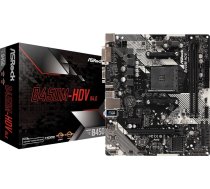Asrock | B450M-HDV R4.0 | Processor family AMD | Processor socket AM4 | DDR4 DIMM | Memory slots 2 | Supported hard disk drive interfaces        SATA, M.2 | Number of SATA connectors 4 |     Chipset AMD Promontory B450 | Micro ATX