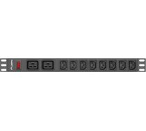 Lanberg POWER STRIP PDU RACK (1U, 16A,2XC19,8XC13) PDU-02I1908I-0200-C20-BK