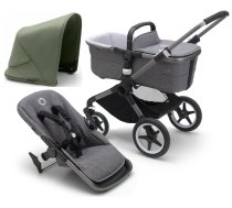 Bugaboo Fox 5 Grey Melange Bērnu Ratiņi 2in1 Grafīta rāmis + Jumts Forest Green