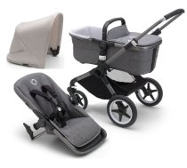 Bugaboo Fox 5 Grey Melange Bērnu Ratiņi 2in1 Grafīta rāmis + Jumts Misty White