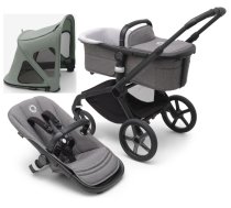 Bugaboo Fox 5 Grey Melange Bērnu Ratiņi 2in1 Melns rāmis + Jumts Breezy Pine Green