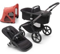 Bugaboo Fox 5 Midnight black Bērnu Ratiņi 2in1 Grafīta rāmis + Jumts Breezy V2 Sunrise Red