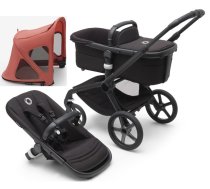 Bugaboo Fox 5 Midnight black Bērnu Ratiņi 2in1 Melns rāmis + Jumts Breezy Sunrise Red