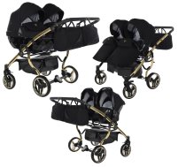 Junama Diamond S-Line Duo 02 Black Gold Dvīņu Ratiņi 3in1