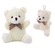 Plush White Little Teddy Bear Cuddly Mascot Keychain 10cm