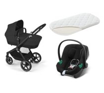 Cybex Eos Basic Moon Black + Aton B2 I-size + Fiki Miki Matracis kulbai Bērnu rati 3in1