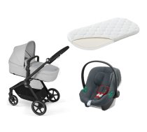 Cybex Eos Basic Lava Grey + Aton B2 I-size + Fiki Miki Matracis kulbai Bērnu rati 3in1