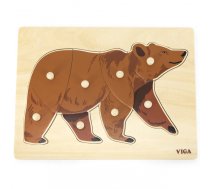 VIGA Drewniane Puzzle Montessori Miś Niedźwiedź z Pinezkami