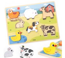 VIGA Drewniane Puzzle Układanka Montessori 2w1 Figurki Farma