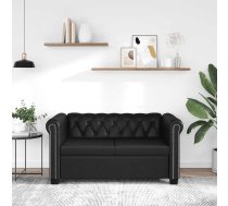 Chesterfield Dīvāns, Divvietīgs, Melna Mākslīgā Āda Vidaxl 8718475947943