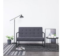 Dīvāns Ar Roku Balstiem, Divvietīgs, Tērauds, Tumšpelēks Audums Vidaxl 8719883588469