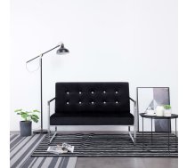 Divvietīgs Dīvāns Ar Rokas Balstiem, Hromēts, Melns Samts Vidaxl 8719883588476